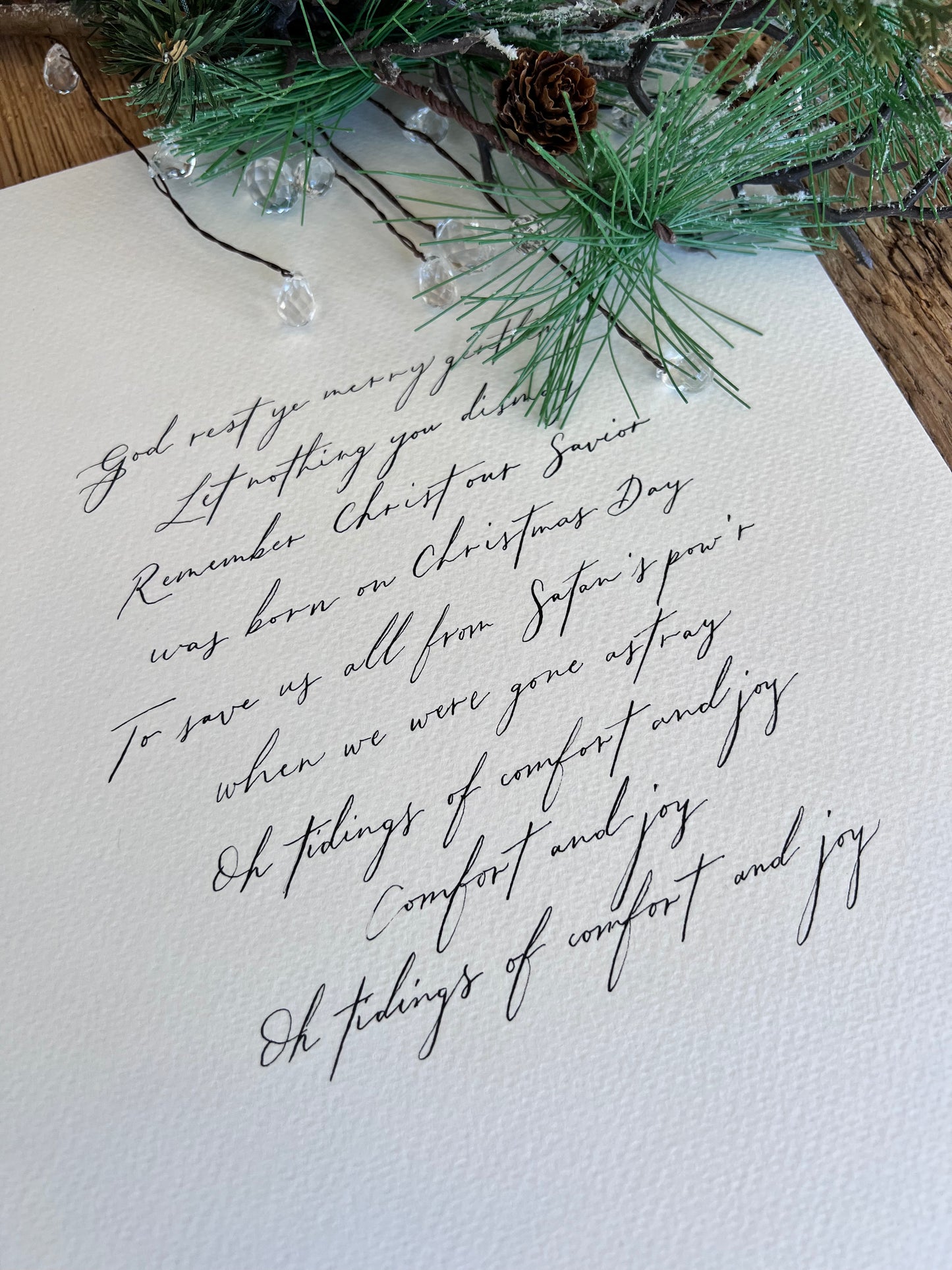God Rest Ye Merry Gentlemen Handwritten Calligraphy Carol 9"x12"