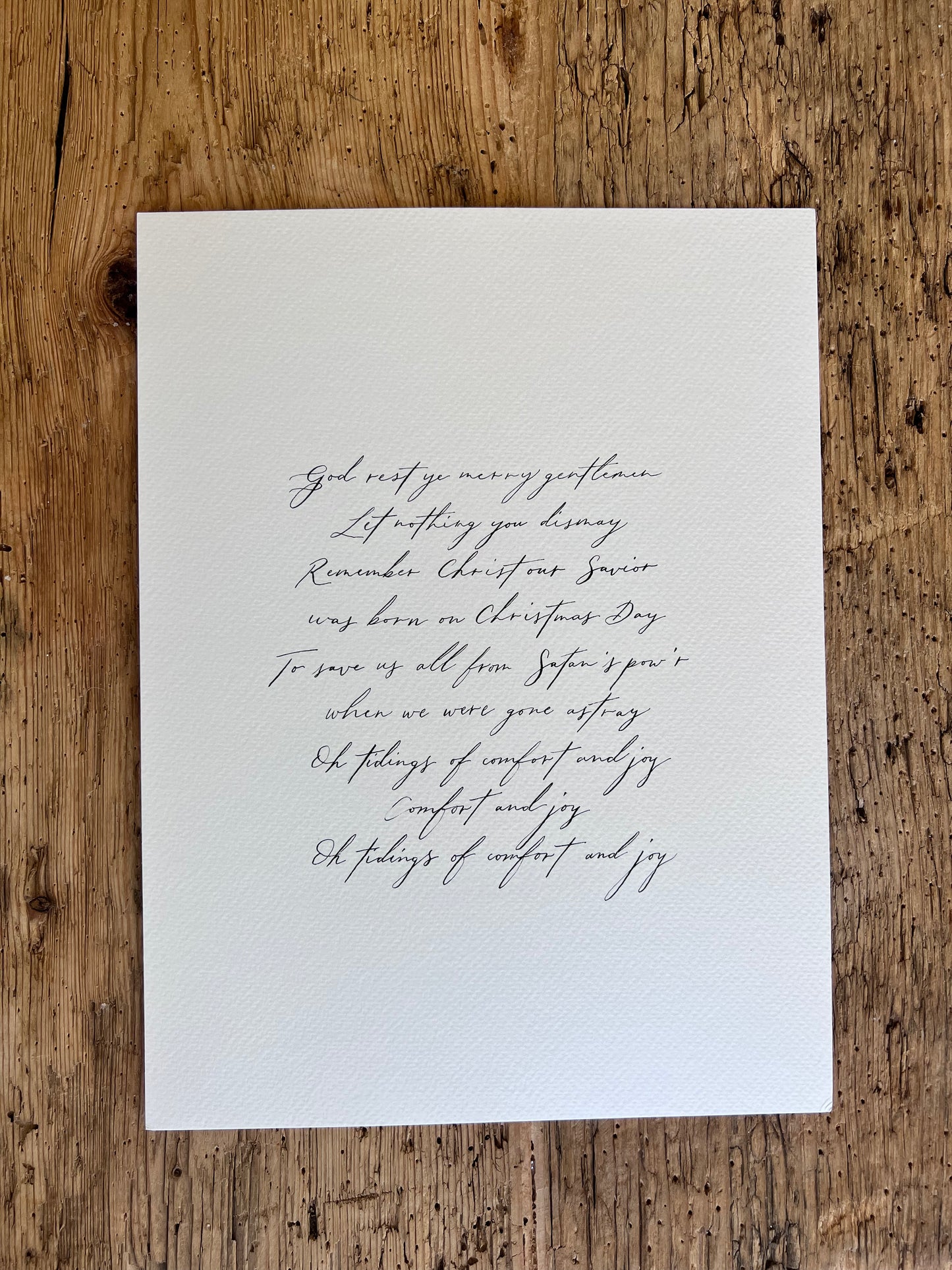 God Rest Ye Merry Gentlemen Handwritten Calligraphy Carol 9"x12"