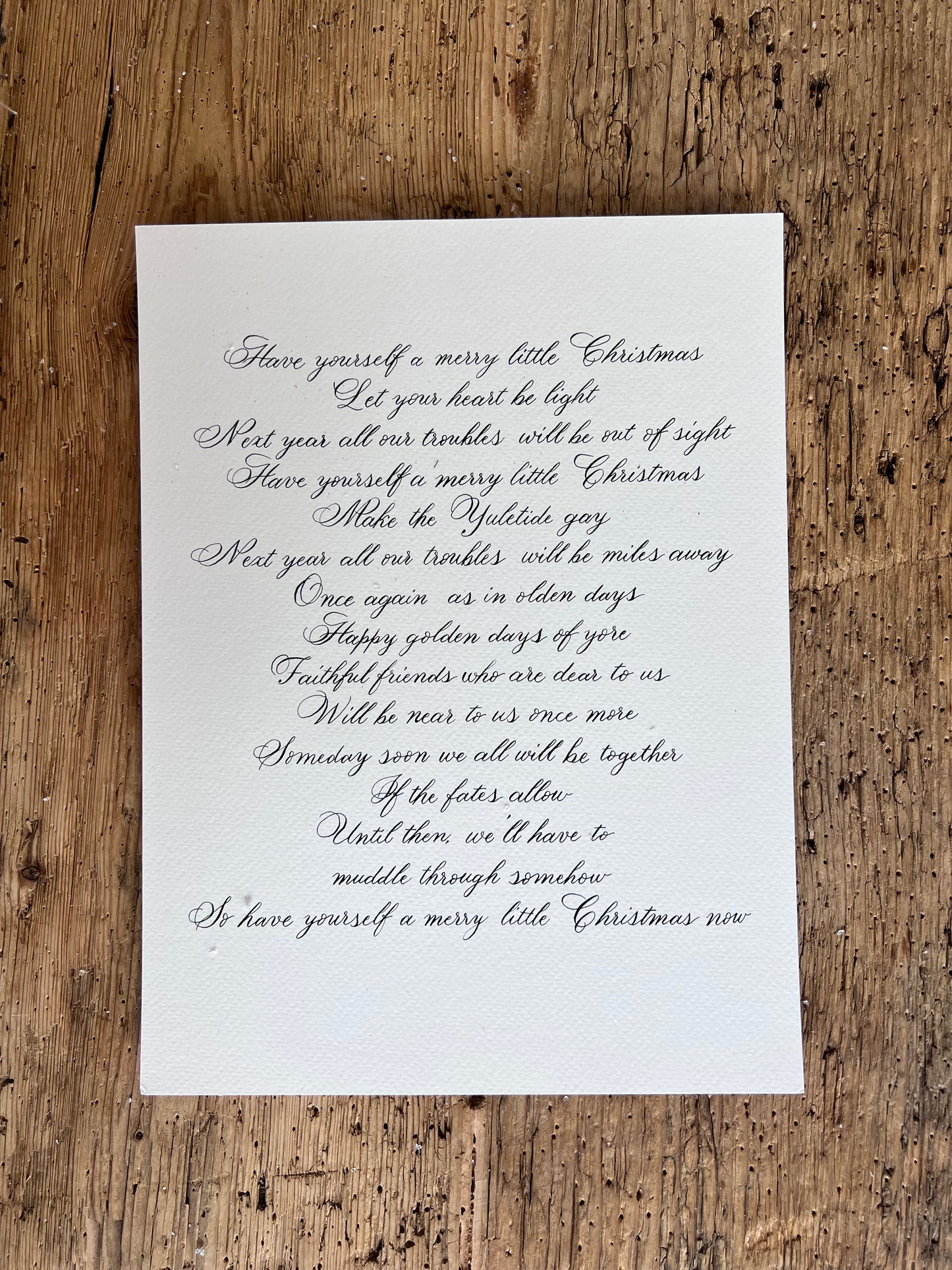 Have yourself a merry little Christmas Handwritten Calligraphy Carol 9"x12"