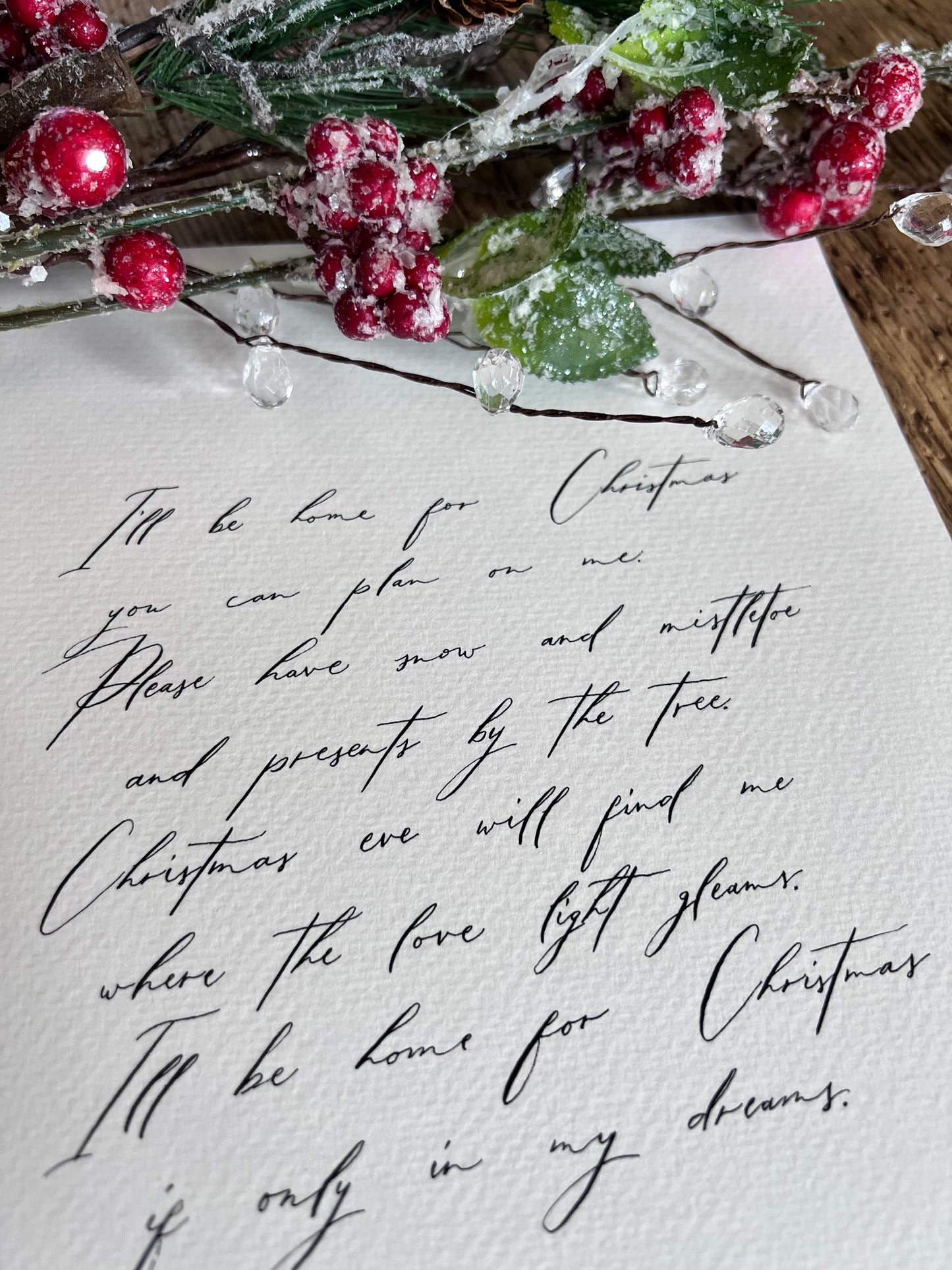 I'll be home for Christmas Handwritten Calligraphy Carol 8"x10"