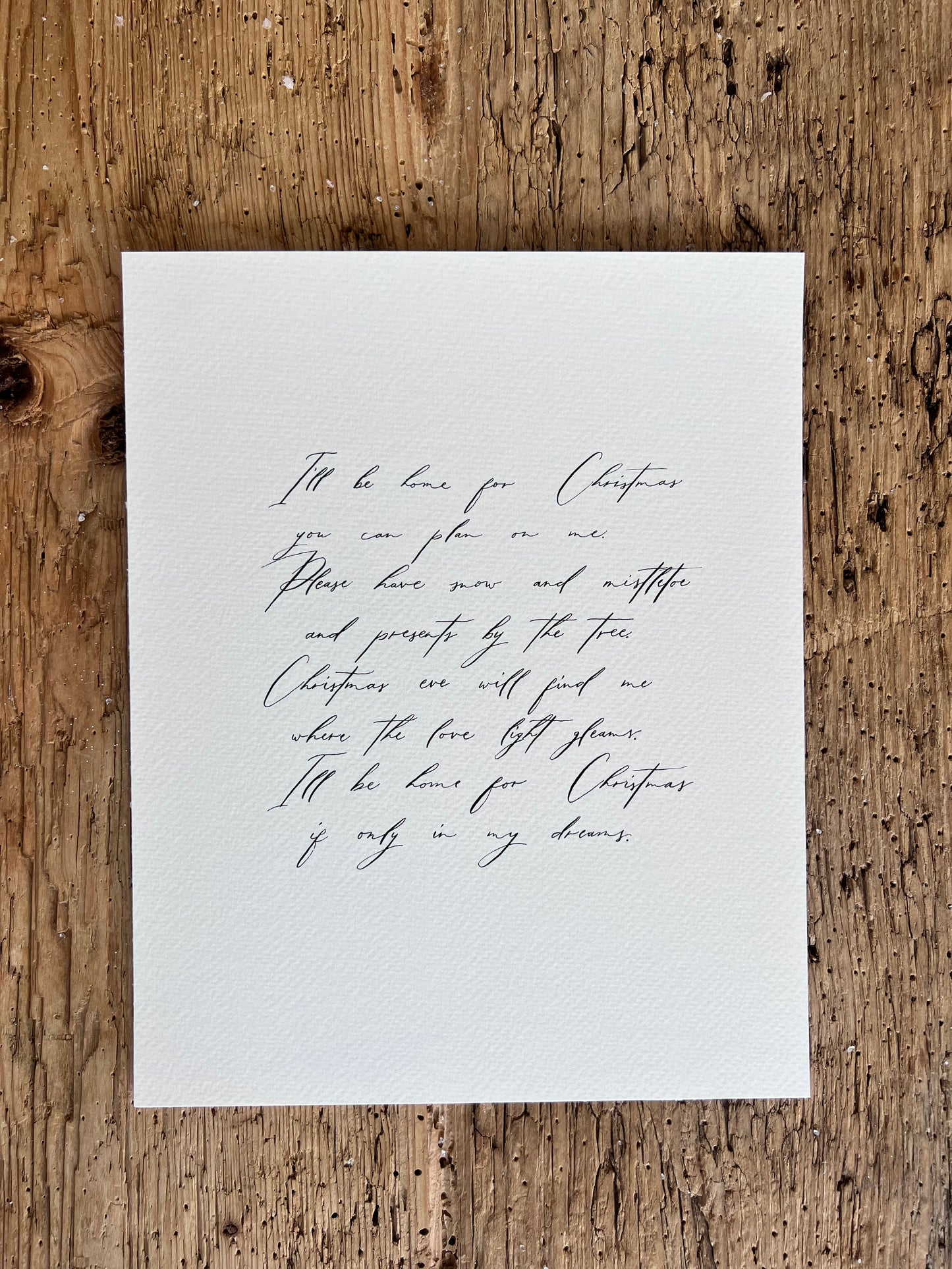 I'll be home for Christmas Handwritten Calligraphy Carol 8"x10"