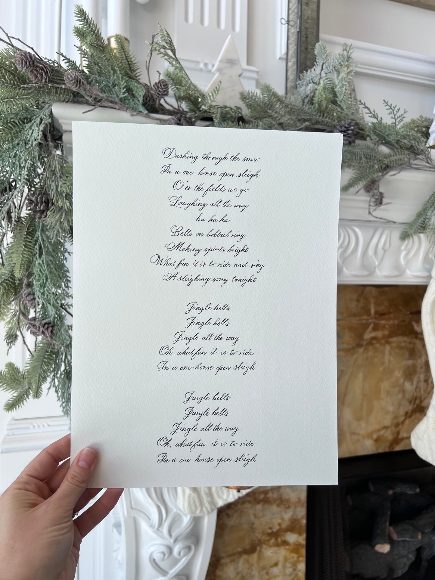 Jingle Bells Handwritten Calligraphy Carol 9"x12"