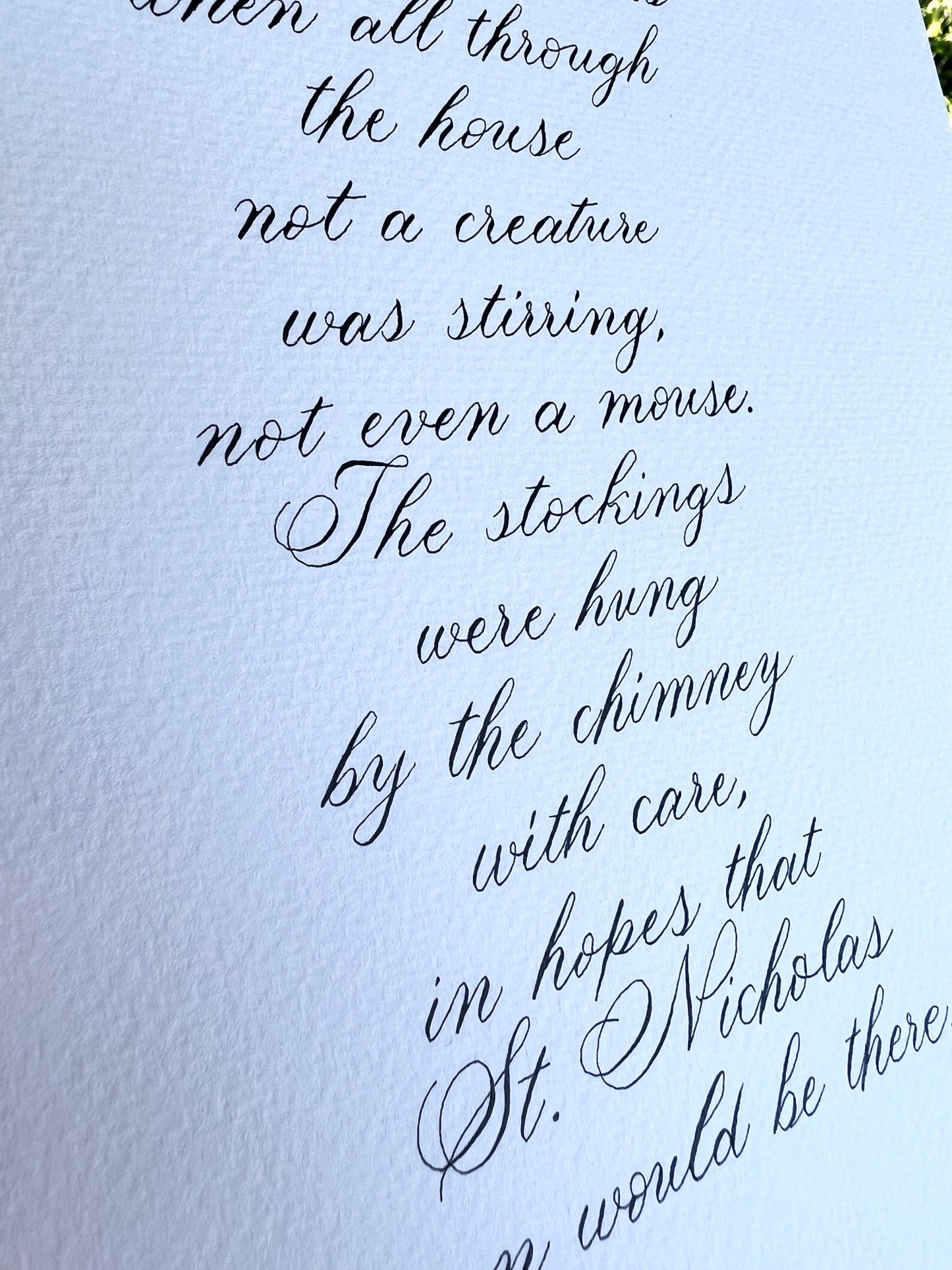 'Twas the night before Christmas Handwritten Calligraphy Carol 9x12