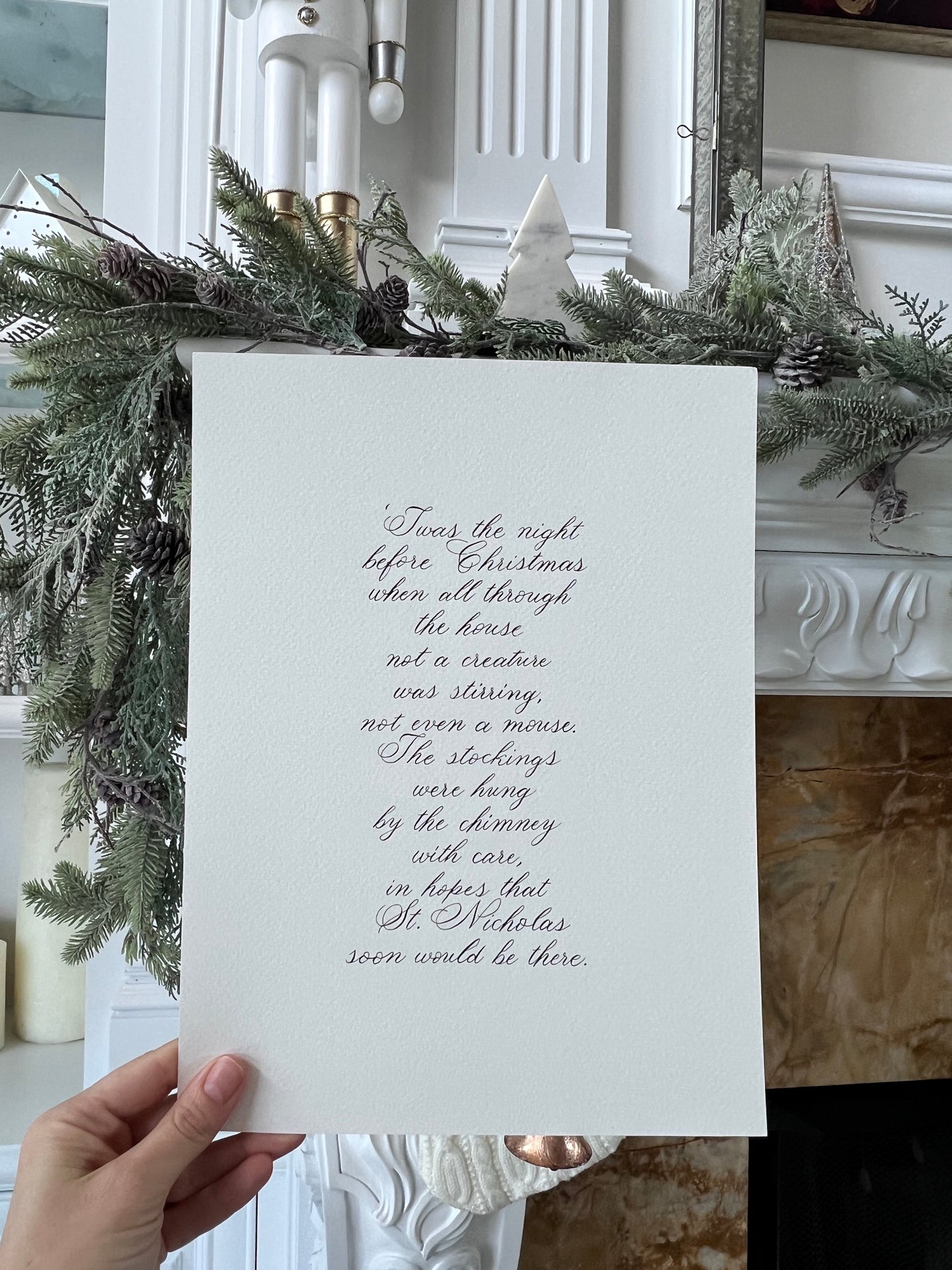 'Twas the night before Christmas Handwritten Calligraphy Carol 9x12