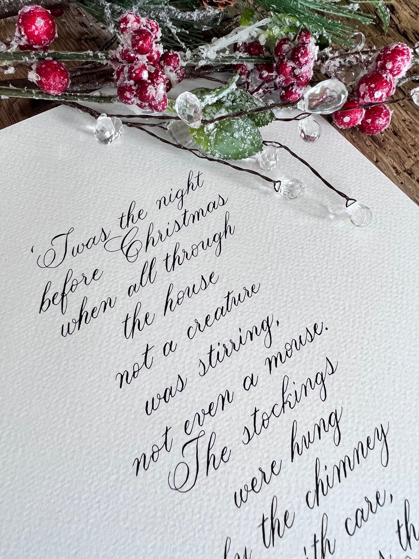 'Twas the night before Christmas Handwritten Calligraphy Carol 9x12