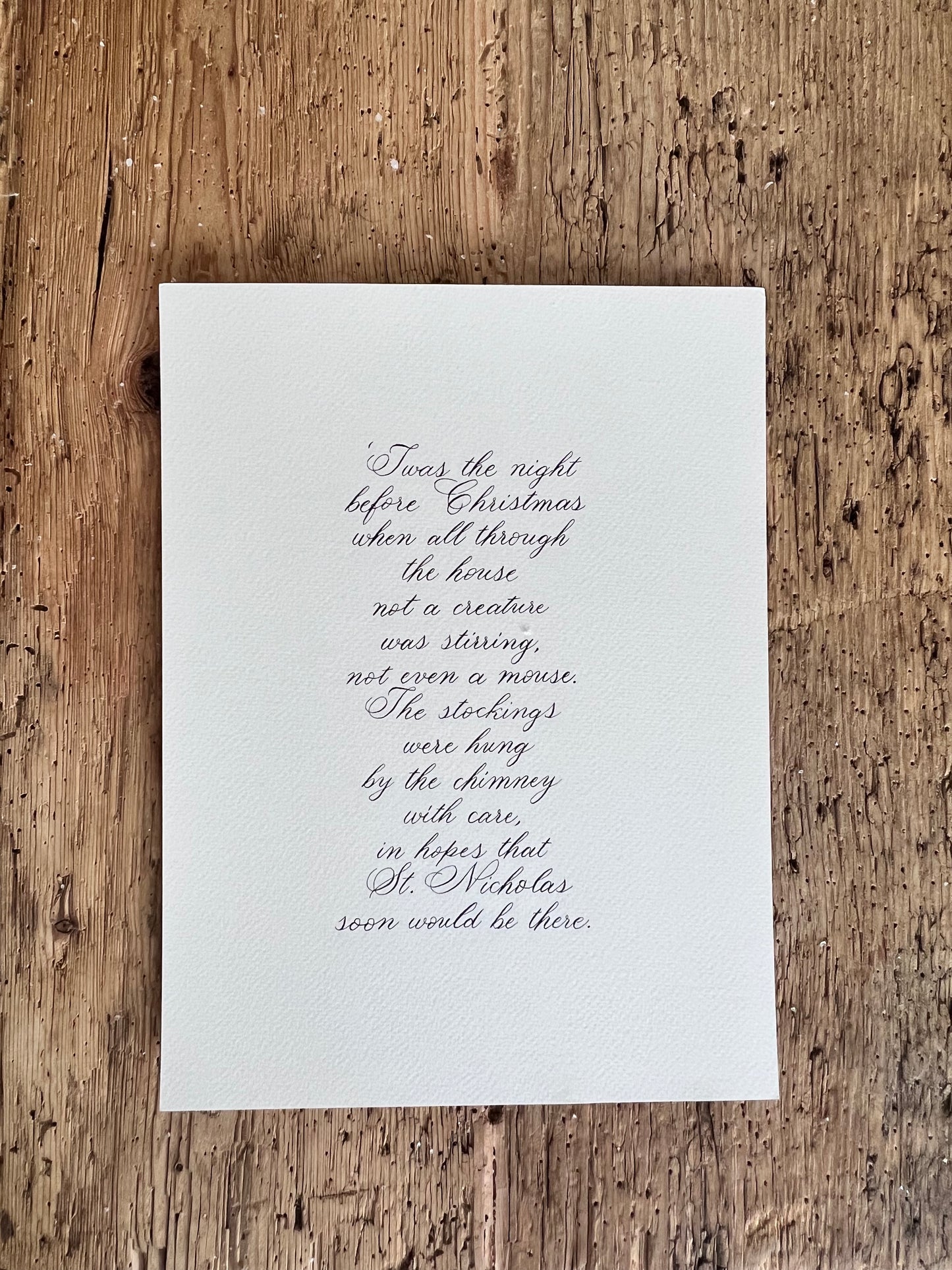 'Twas the night before Christmas Handwritten Calligraphy Carol 9x12