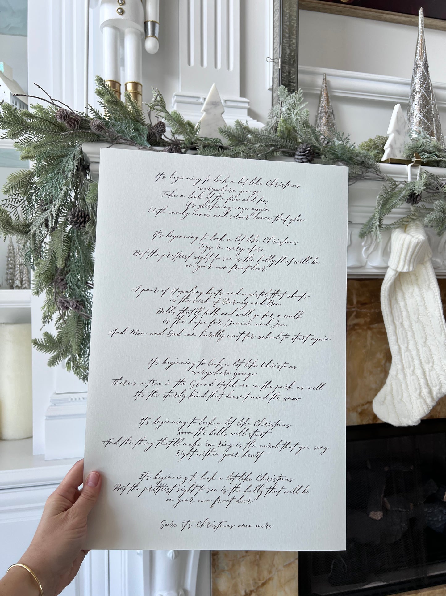 It's beginning to look a lot like Christmas Handwritten Calligraphy Carol 12"x18"